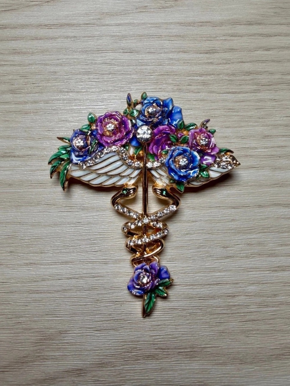 Multicolor Floral Winged Brooch